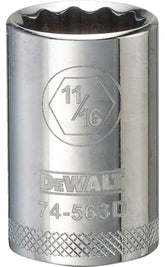DeWALT DWMT74563OSP Drive Socket, 11/16 in Socket, 1/2 in Drive, 12-Point, Vanadium Steel, Polished Chrome